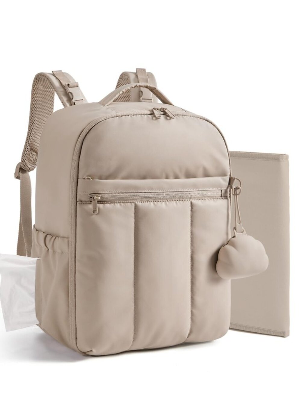 Diaper Backpack with Insulated Pockets & Changing Pad, Camel